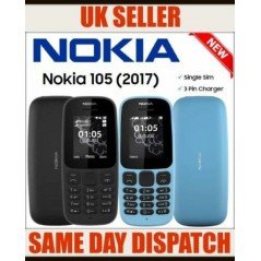 Nokia 105 Unlocked ( 2017 Edition ) Mobile Phone - Blue Color with 2 FREE SIMS