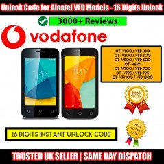 Unlock Code for Alcatel VFD 300/ V500/ V100/ V700/VFD 795 - 16 Digit Unlock Code