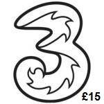 3 Mobile £15 Topup Voucher