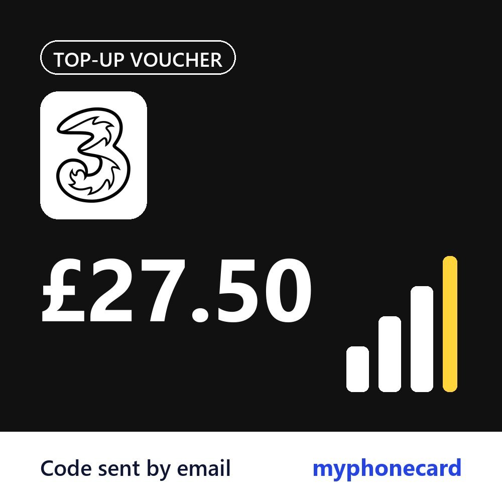 3 Mobile £27.50 Topup Voucher Code