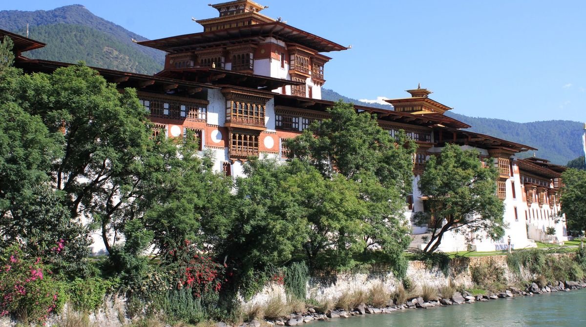 Punakha Dzong beside the river in the Punakha valley, Bhutan