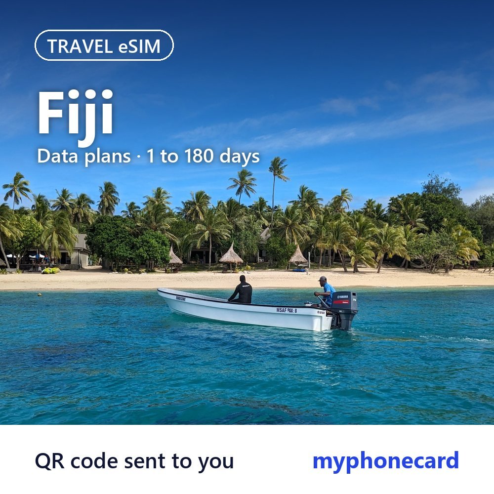 Fiji Travel eSIM – Data Plans from 1 to 180 Days