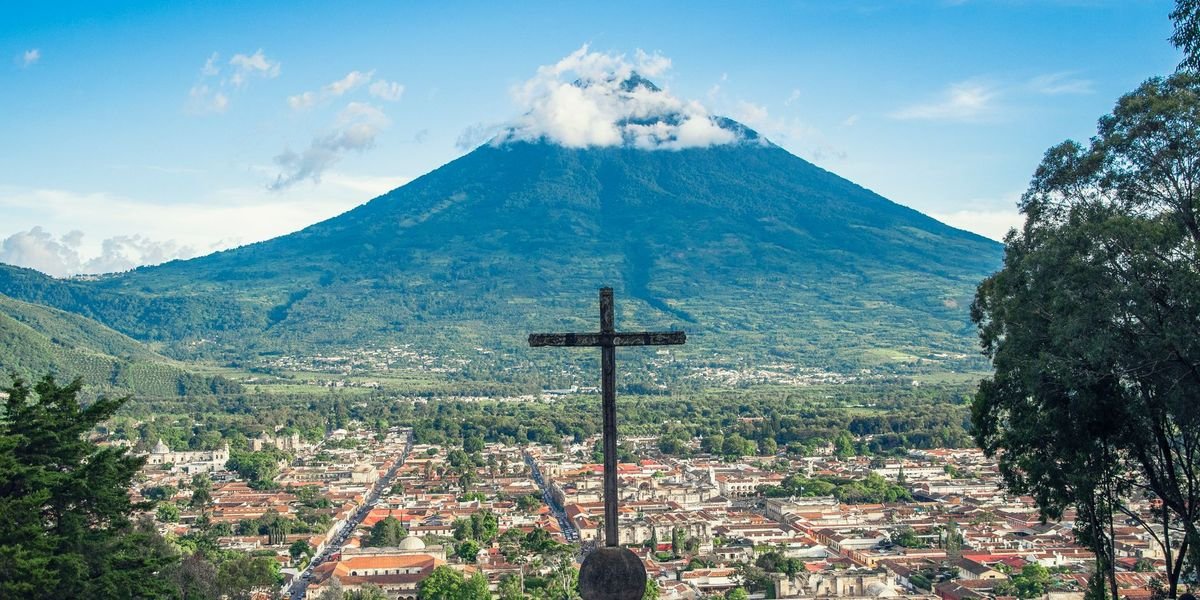 Volcan de Agua above the town of Antigua, Guatemala