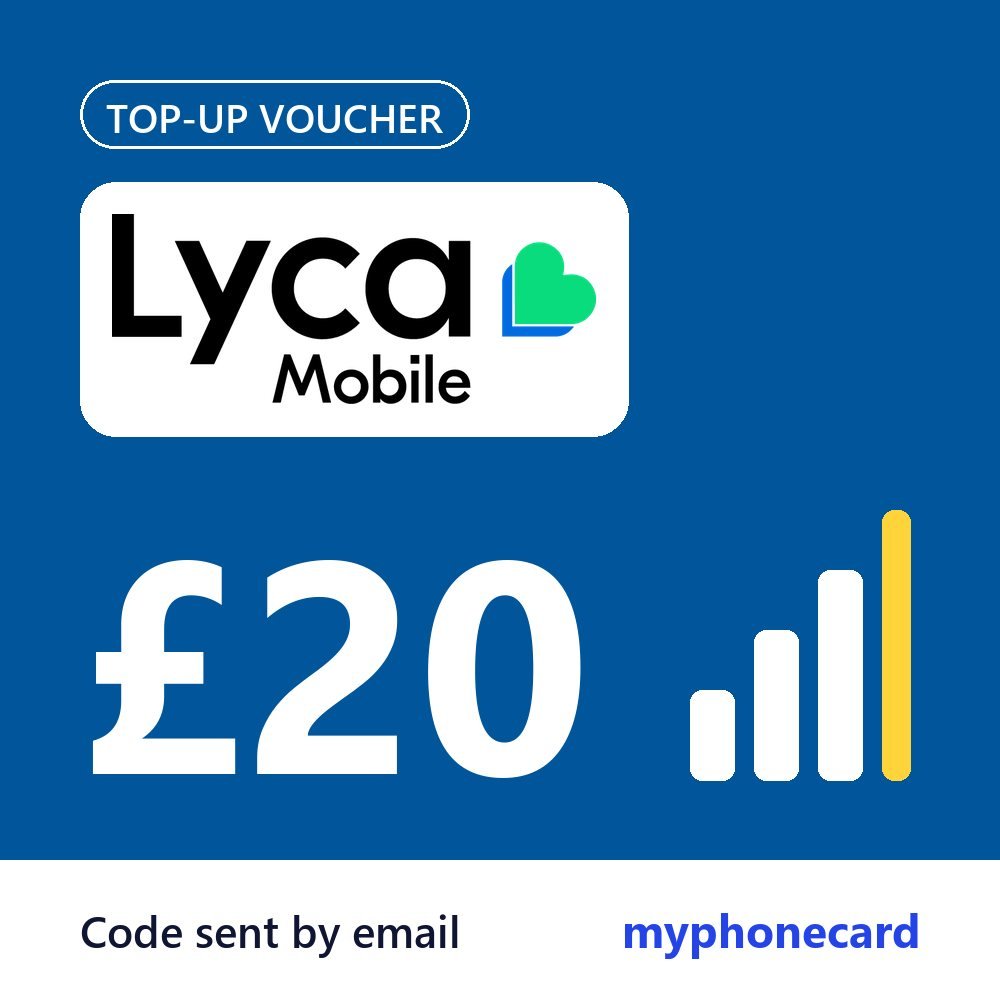 Lycamobile £20 Topup Voucher Recharge