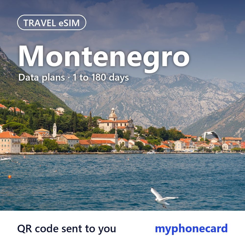 Montenegro Travel eSIM – Data Plans from 1 to 180 Days