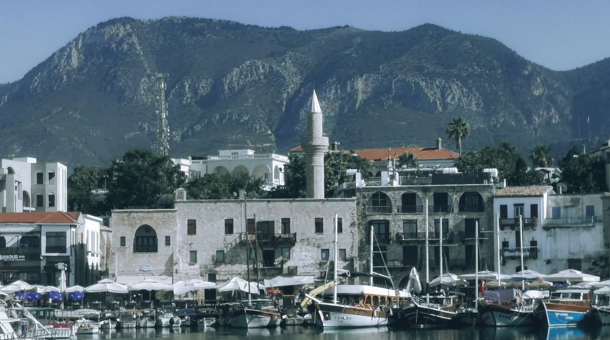 Kyrenia harbour below the mountains, Northern Cyprus