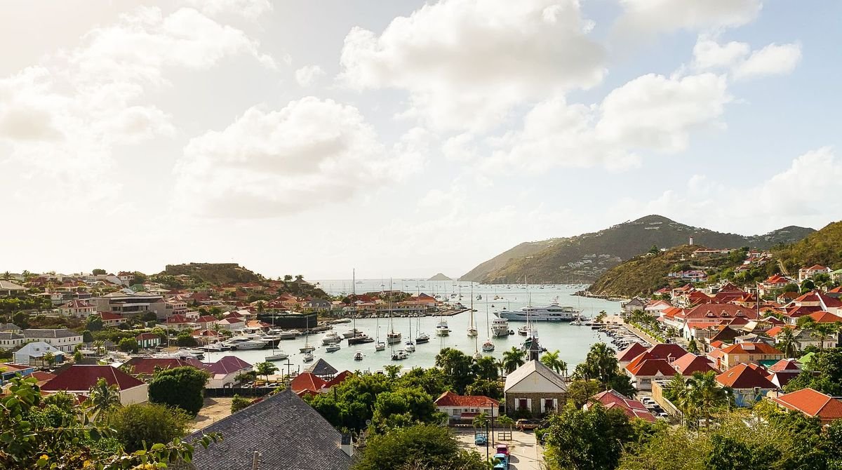Red roofs above the harbour of Gustavia, Saint Barthelemy