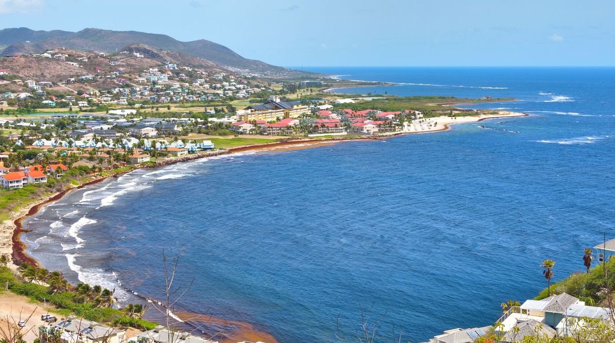 Curving bay and coastline in Saint Martin