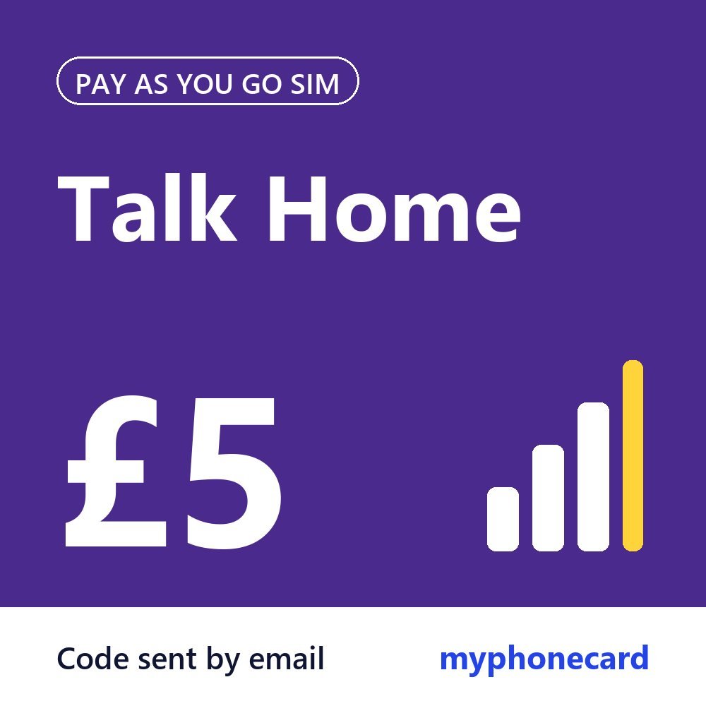 Talk Home Mobile Pay As You Go SIM + £5 Credit