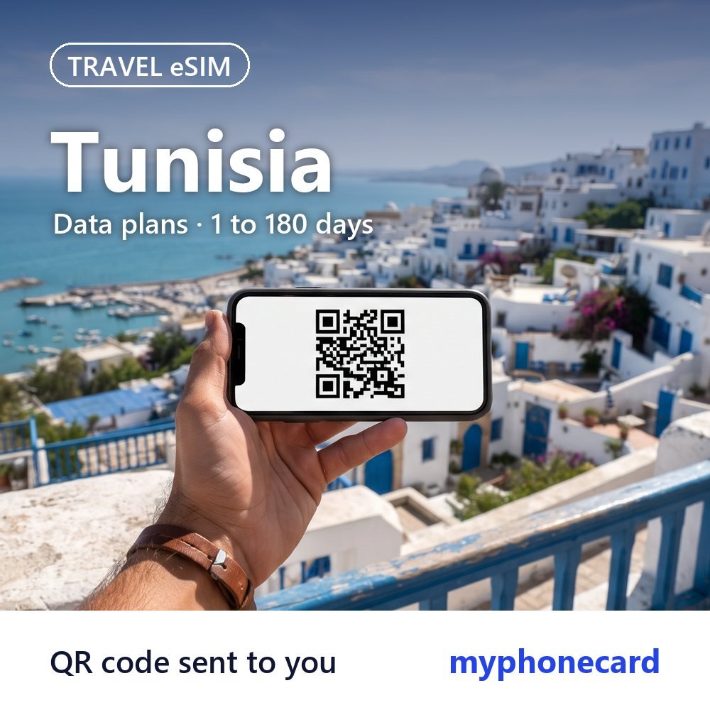 Tunisia Travel eSIM – Data Plans from 1 to 180 Days