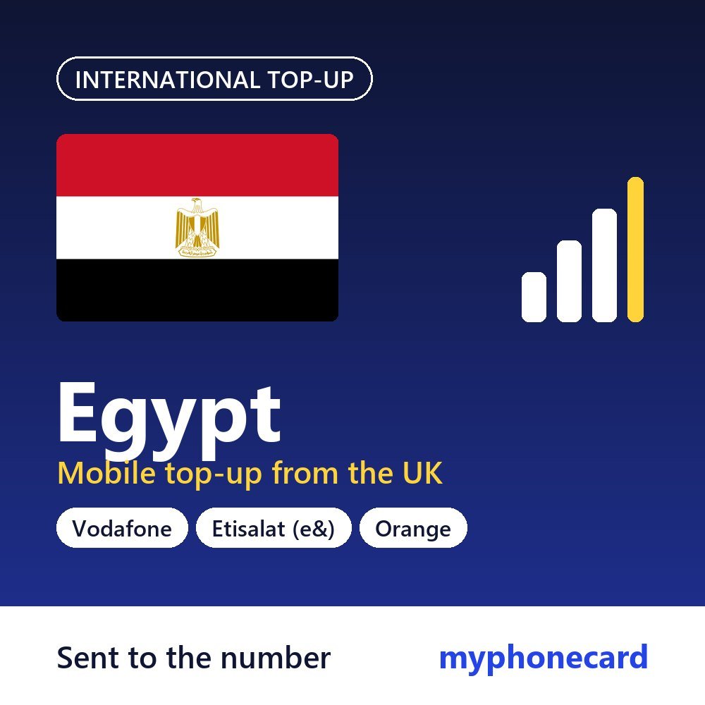 Egypt mobile top-up from the UK